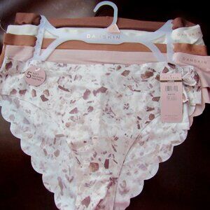 DANSKIN BIKINI PANTIES MICROFIBER LARGE WOMENS 5 PAIR NO SHOW